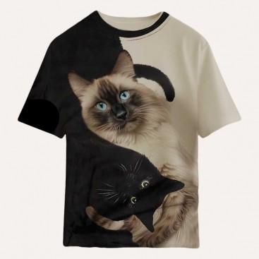 Футболка жіноча Luna - Black and Beige Cats, S
