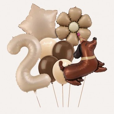 Набір з 10 3D кульок на другий день народження песика Fiesta - Brown Daisy Dog