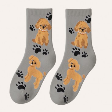 Шкарпетки з пуделем і лапками сірі Septwolves Underwear - Poodle and Paws, 36-39