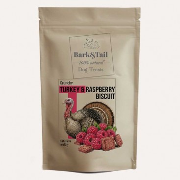 Натуральное печенье для собак индейка и малина Bark&Tail - Turkey&Raspberry Biscuit, 50 г