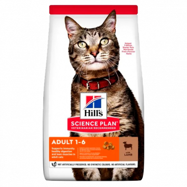 Корм Hill`s для дорослих котів з ягням Science plan Adult, 1,5 кг