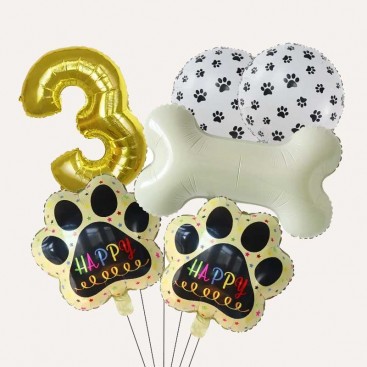 Набор из 6 шариков на третий день рождения собачки Fiesta - Gold 3