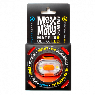 Светодиодный фонарик для ошейников Max&Molly - Matrix Ultra LED - Safety Light Orange