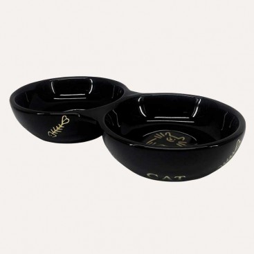 Nobby Миска для котів подвійна керамічна Golden Fish Bone 22х4см 130мл