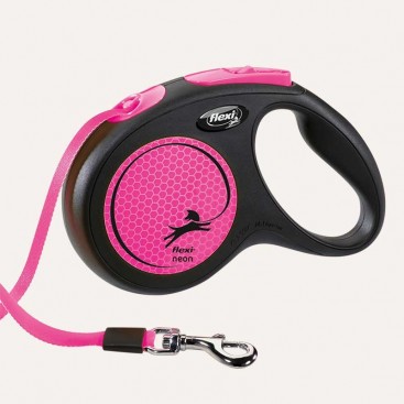 Nobby Flexi New Neon Повідець-рулетка для собак стрічка М 5м рожевий