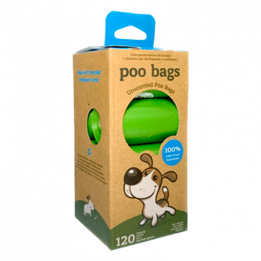 Биоразлагаемые пакеты без запаха  для уборки за животными Poo bags, 120 шт