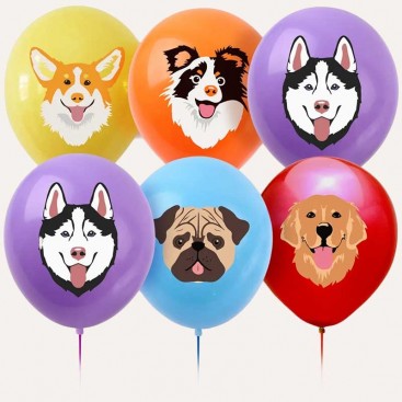 Набір з 6 кульок на день народження песика Fiesta - Dog Balloons