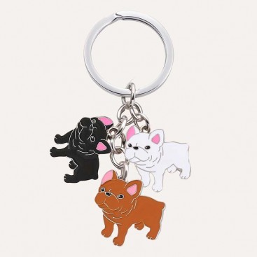 Брелок у вигляді трьох французів Apple Girl - French bulldog charms