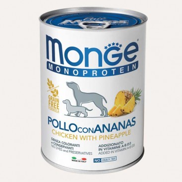 Вологий корм для собак з куркою та ананасом Monge - Dog Fruit Monoprotein 400 г