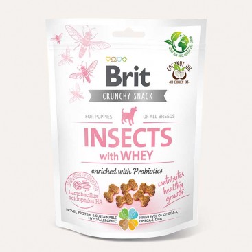 Ласощі для цуценят комахи,сироватка,пробіотики для росту Brit Care-Dog Crunchy Cracker Puppy Insects