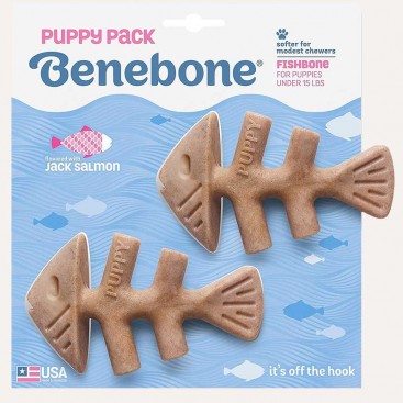 Набор из двух жевательных игрушек для собак Benebone - Pack 2 Fishbone Puppy