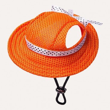 Панама для домашніх тварин MaruPet - Dog panama hat orange with bow, S