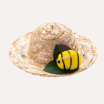 Капелюх для домашніх тварин солом'яний - Hat with bee, M