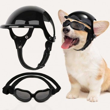 Мотоциклетний шолом та сонцезахисні окуляри для собак - S