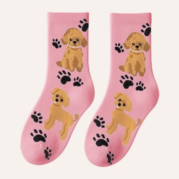 Носки с пуделем и лапками розовые Septwolves Underwear - Poodle and Paws, 36-39