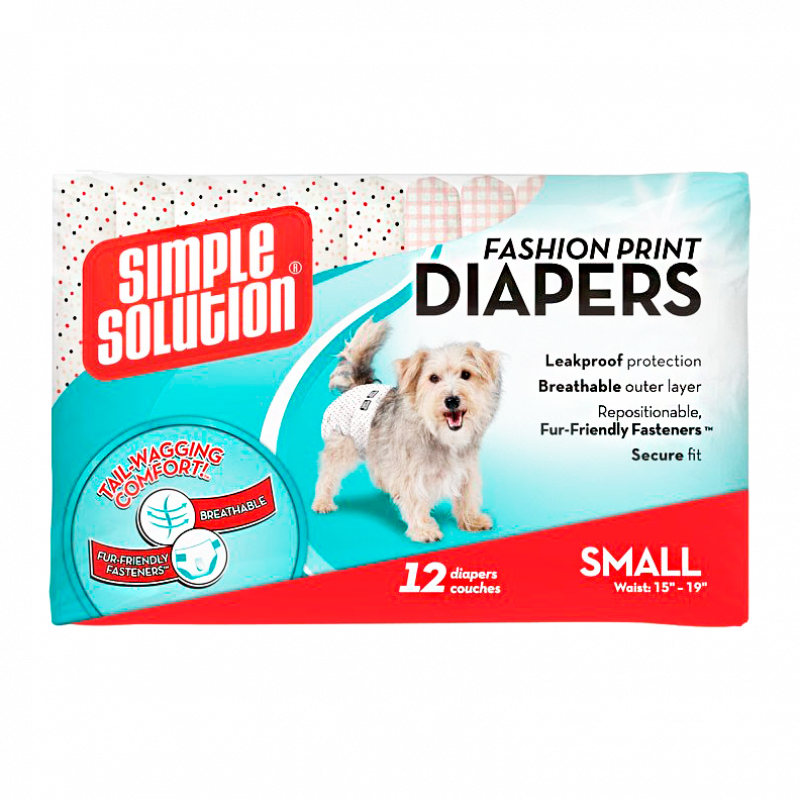 Подгузники для собак небольших пород с узором Simple Solution - Fashion Diapers Small 12 шт.