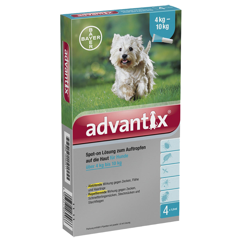 Краплі для невеликих собак від зовнішніх паразитів Advantix 4-10кг (1 піпетка)