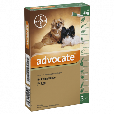 Краплі для невеликих собак для захисту від зовнішніх і внутрішніх паразитів Advocate до 4 кг