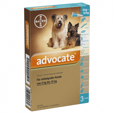 Капли для средних собак для защиты от внешних и внутренних паразитов Advocate 4-10 кг