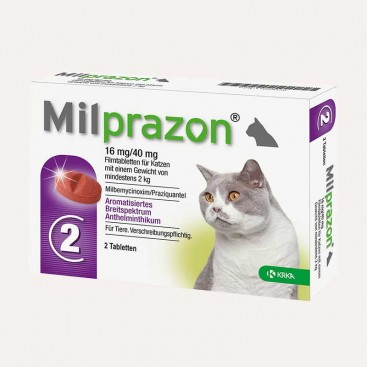 Жувальна таблетка для захисту котів від паразитів Milprazon 16/mg/40mg(2шт)
