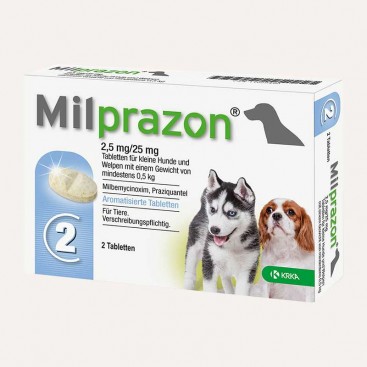 Жувальна таблетка для захисту цуценят від паразитів Milprazon до 5 кг 2,5/25мг (2шт)