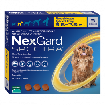 Жувальна таблетка NexGard spectra для собак від 3,5 до 7,5 кг (1 таблетка)