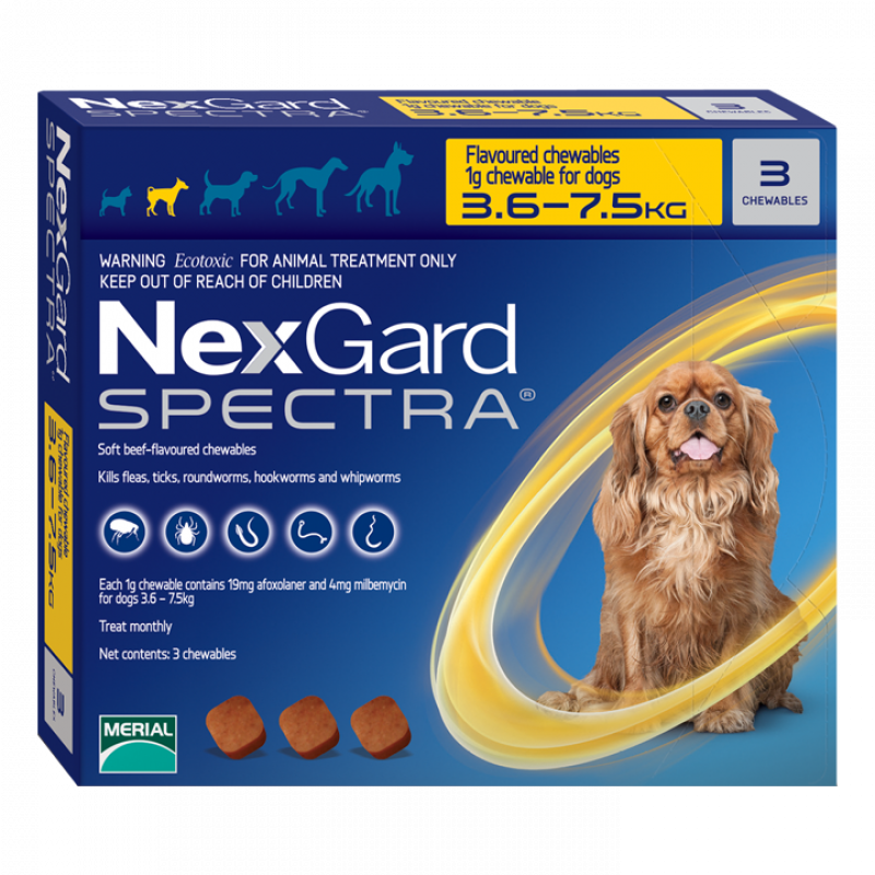 Жувальна таблетка NexGard spectra для собак від 3,5 до 7,5 кг
