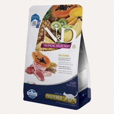 Сухий корм для котів з ягням і тропічними фруктами Farmina-N&D TROPICAL SELECTION LAMB NEUTERED,300г