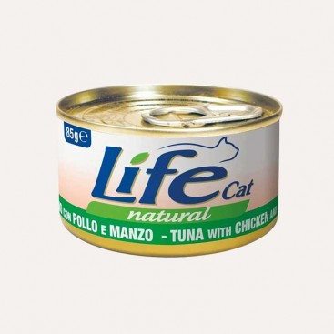 Консерви для котів з тунцем з куркою та яловичиною LifeCat 85 г