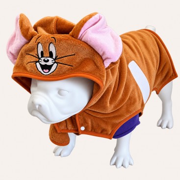 Халат для домашніх улюбленців Tom & Jerry × PETSIN з капюшоном, коричневий, розмір XL