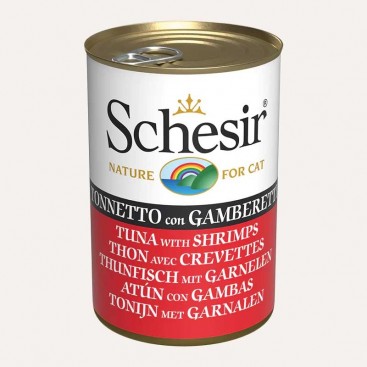 Вологий корм для котів тунець з криветками Schesir - Tuna with Shrimps, 140 г