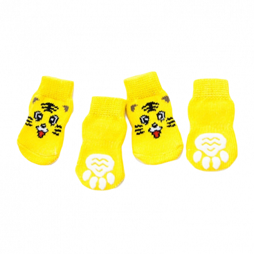 Носки для собак PawPrint - Yellow Face, L: 4х9 см