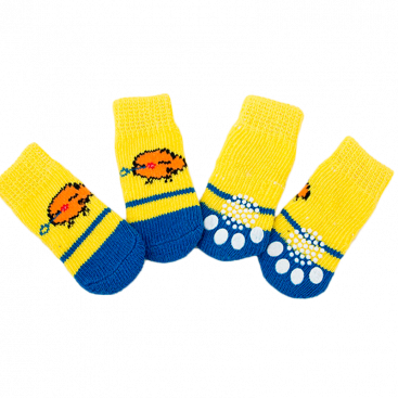 Носки желтые с мультяшной птичкой Dog Socks, L: 3,5х9 см