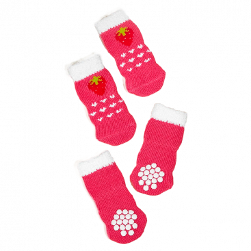 Носки розовые с клубникой 4 шт - Pet Socks, S 2,5х6 см