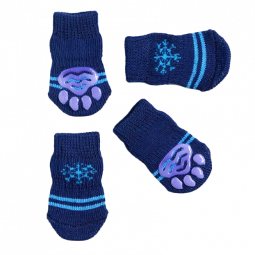 Шкарпетки темно-сині зі сніжинкою 4 шт - Pet Socks, M: 3х7.5 см