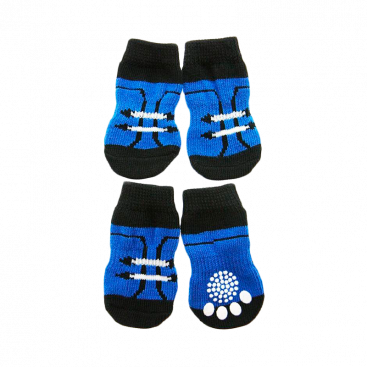 Носки синие с рисунком шнуровки 4 шт - Pet Socks, L: 3.5х9 см