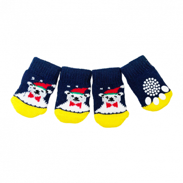 Шкарпетки сині з білим ведмедем 4 шт - Pet Socks, S: 2.5х6 см