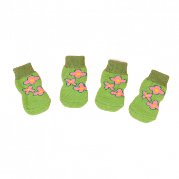 Шкарпетки зелені з квітками 4 шт - Pet Socks, S: 2,5х6 см