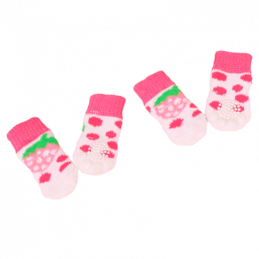 Носки белые с клубникой 4 шт - Pet Socks, S: 2,5х6 см