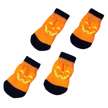 Шкарпетки жовто-помаранчеві Halloween 4 шт - Pet Socks, M: 4х10.8 см