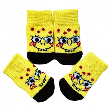 Шкарпетки для собак Губка Боб 4шт- Pet Socks M 3x7,5 см