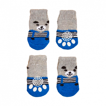 Шкарпетки з ведмедиком, сині 4 шт - Bear Pattern Dog Socks, L: 5х4 см