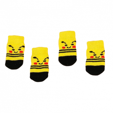 Носки с Покемоном, желтые 4 шт - Dog Socks, L: 3,5х9 см