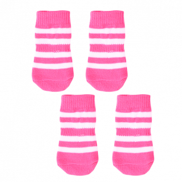 Носки для собак розовые в полоску 4 шт. - Pet Socks M:3x7,5 см