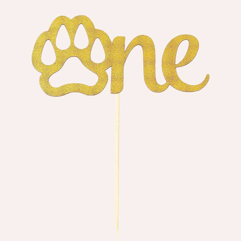 Топпер для собак для декорування капкейків MJCakedecor - Golden 1st Birthday Topper One Paw