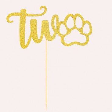 Топпер для собак для декорування капкейків MJCakedecor - Golden 2d Birthday Topper Two Paw