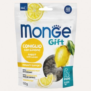 Лакомство для собак кролик с лимоном Monge - Gift Dog Immunity support, 150 г