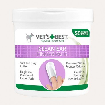 Vet’s Best Clean Ear Finger Wipes - серветки на палець для чищення вух собак і котів, 50 шт.