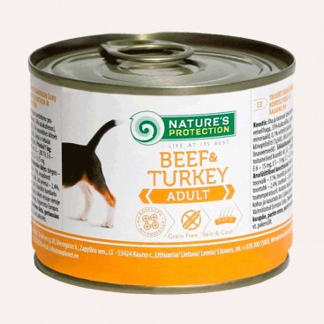 Консерви для дорослих собак з яловичиною та індичкою Natures Protection- Adult Beef&Turkey 200 г