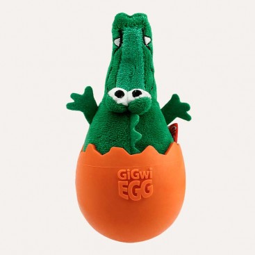 Іграшка для собак Крокодил-неваляшка з пищалкою  GiGwi - Egg Crocodile 14 см
